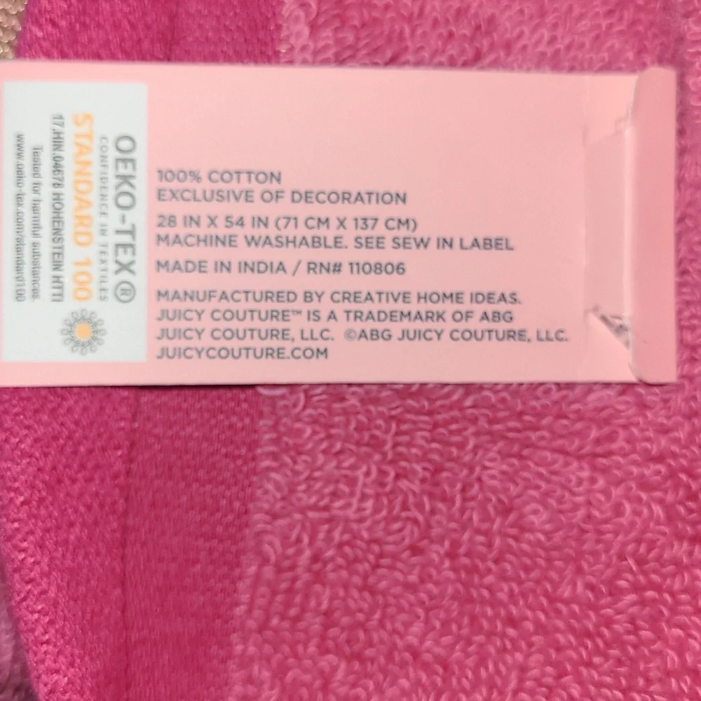 NWT Juicy Couture Pink & Gold Towel Set